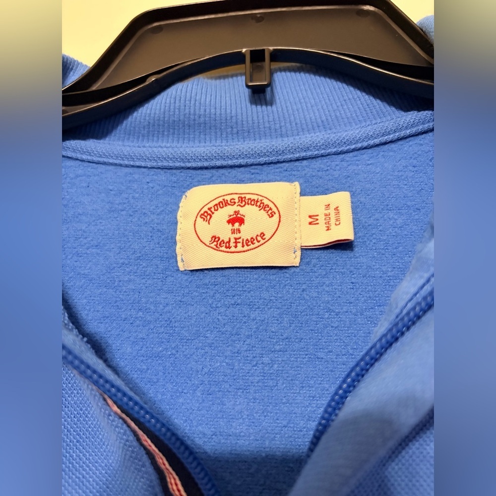 Brooks Brothers Men’s Blue Quarter Zip Sweater Size M Cotton Knit Pullover - Picture 2 of 8